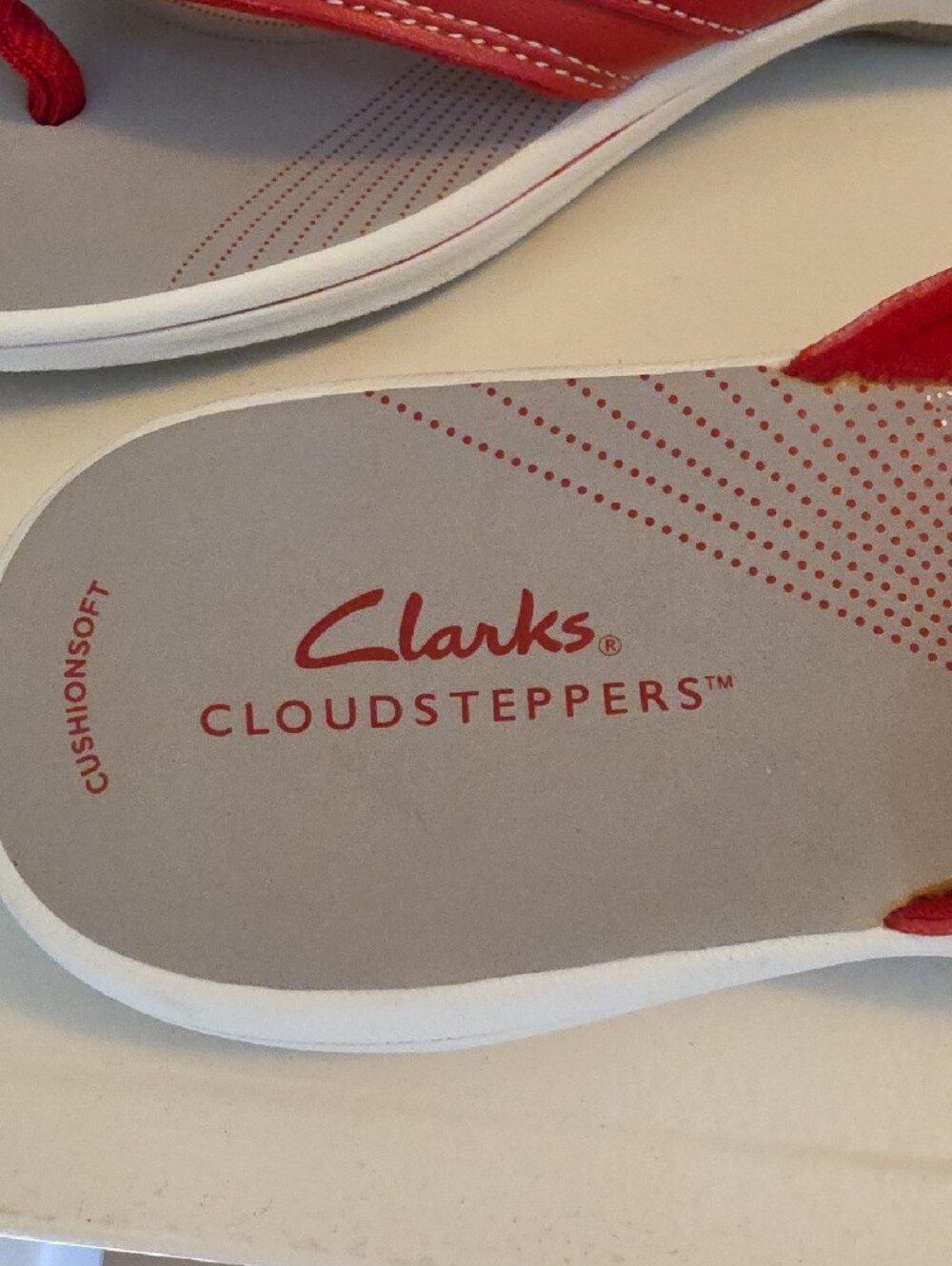 Clarks Red and Gray Women's Thong Sandals - Picture 3 of 5